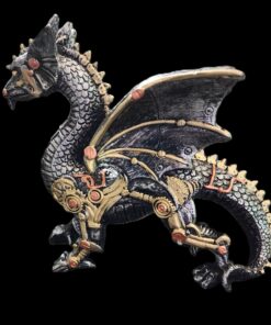 Intricate Steampunk Mechanical Dragon Statue